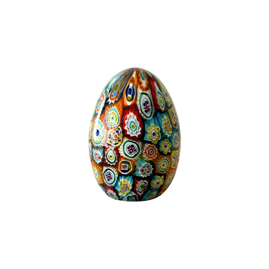 Millefiori Venetian Art Glass Egg Paperweight