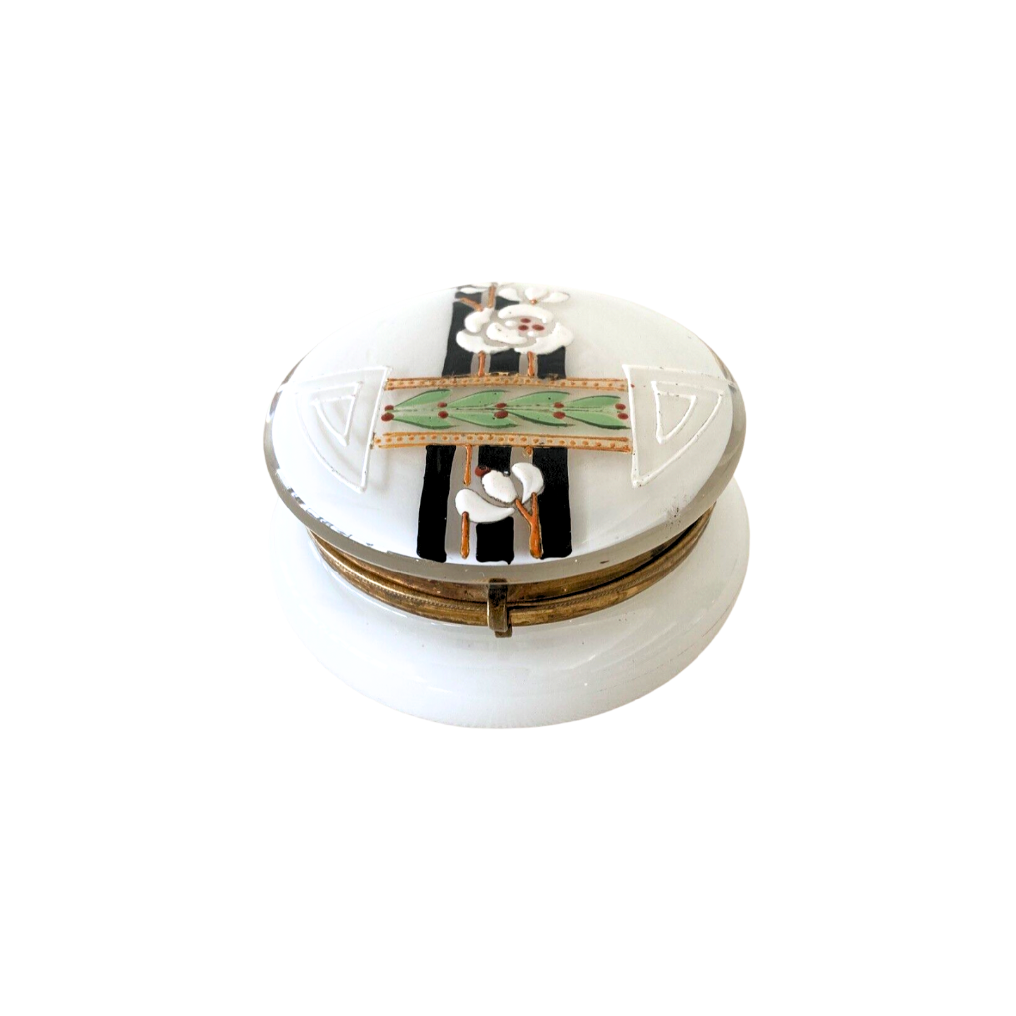 Art Deco Moser Bohemian Opaline Glass Dresser Box or Jar