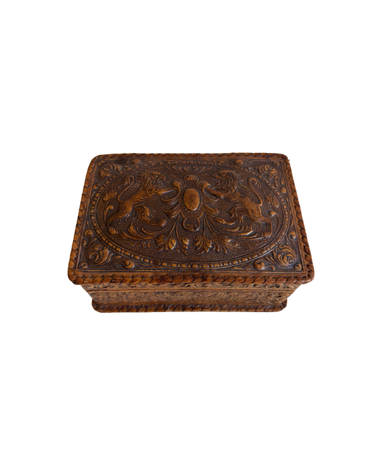 Spanish Hand Tooled Leather Cigarette or Trinket Box