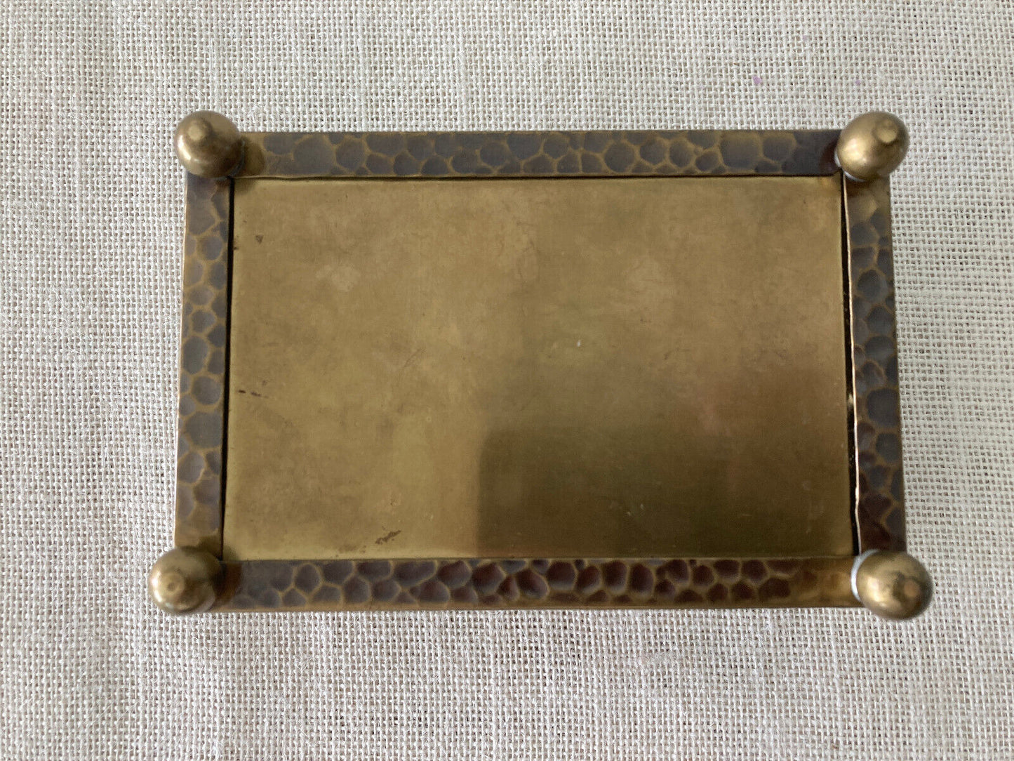 Art Nouveau Hammered Brass Dog Head Cigarette Box