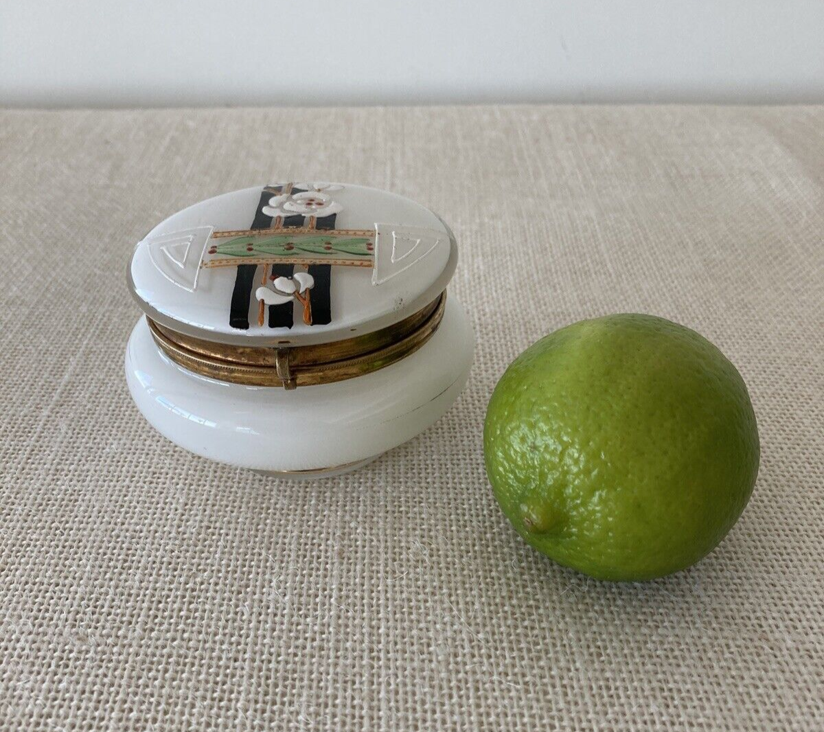 Art Deco Moser Bohemian Opaline Glass Dresser Box or Jar