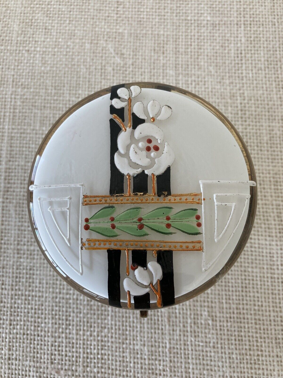 Art Deco Moser Bohemian Opaline Glass Dresser Box or Jar