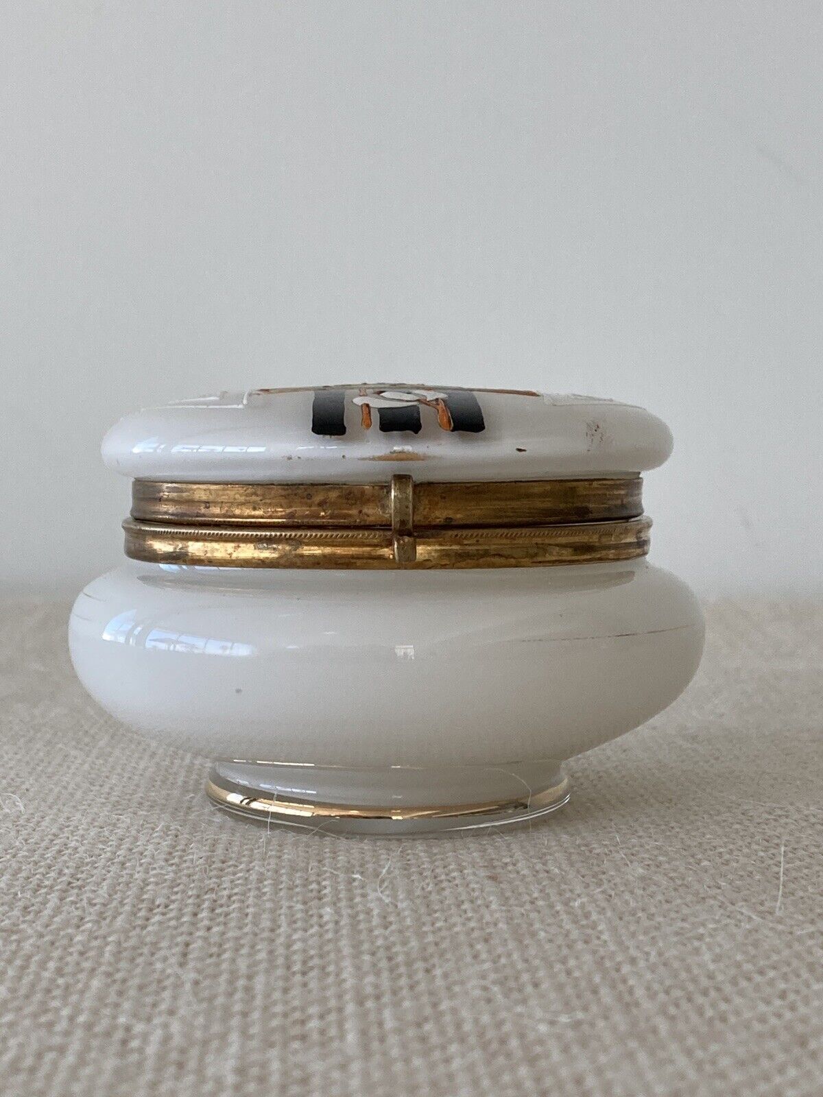 Art Deco Moser Bohemian Opaline Glass Dresser Box or Jar