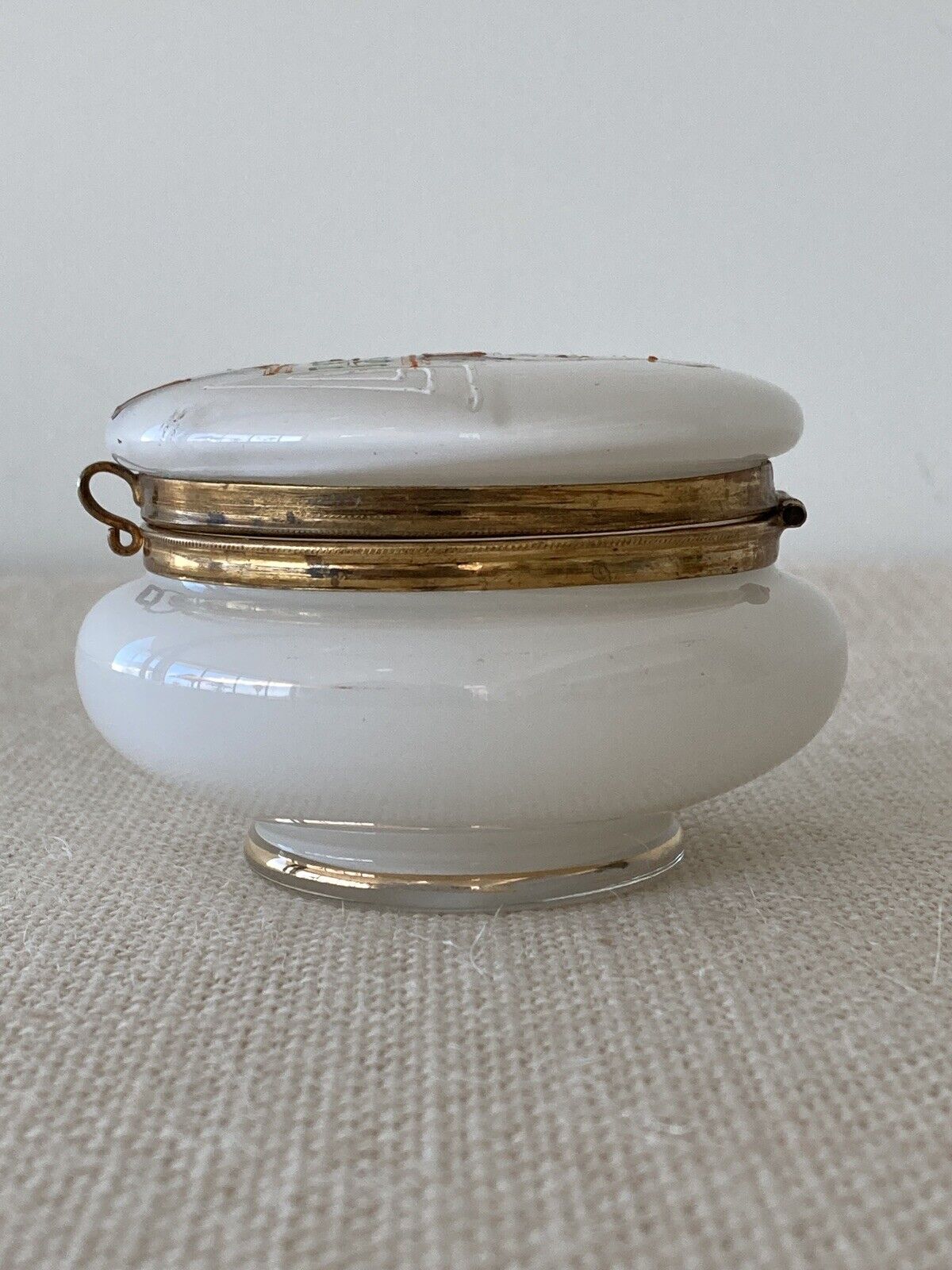 Art Deco Moser Bohemian Opaline Glass Dresser Box or Jar