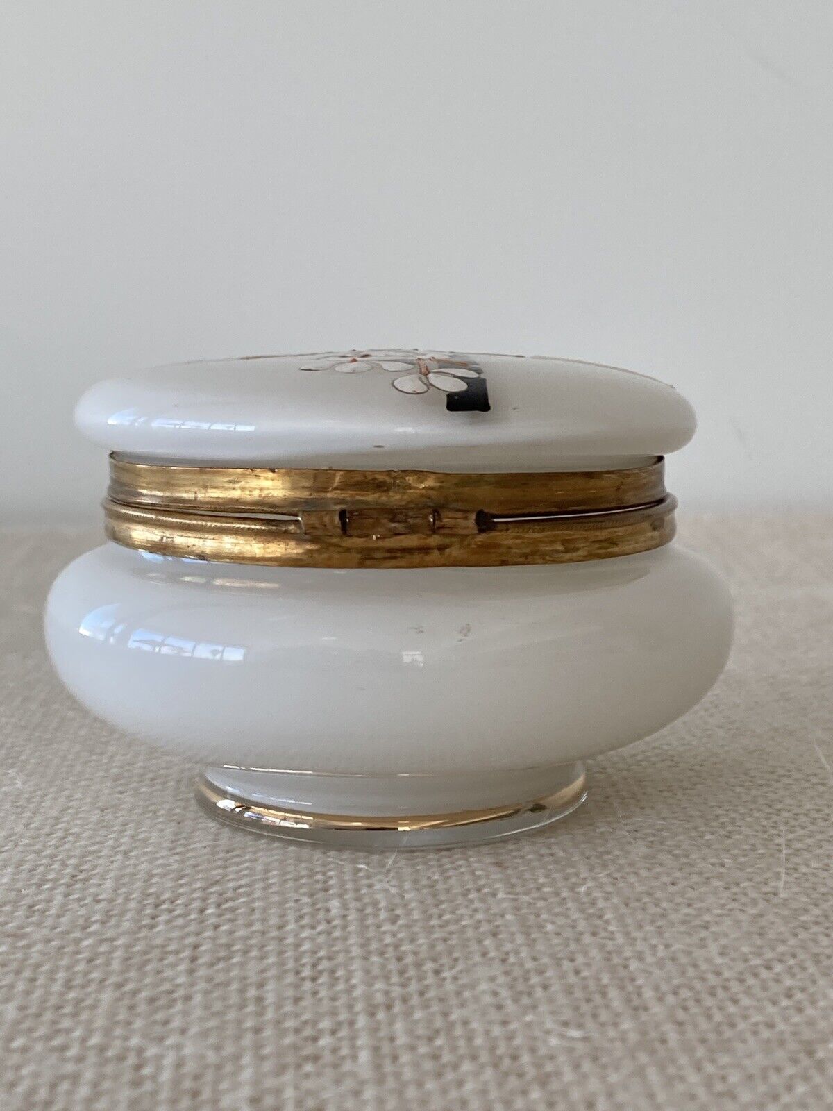 Art Deco Moser Bohemian Opaline Glass Dresser Box or Jar