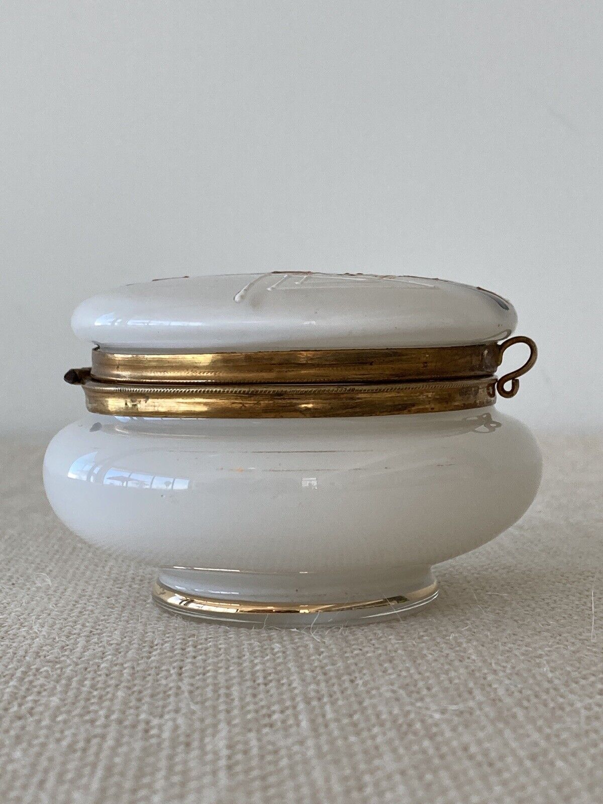 Art Deco Moser Bohemian Opaline Glass Dresser Box or Jar