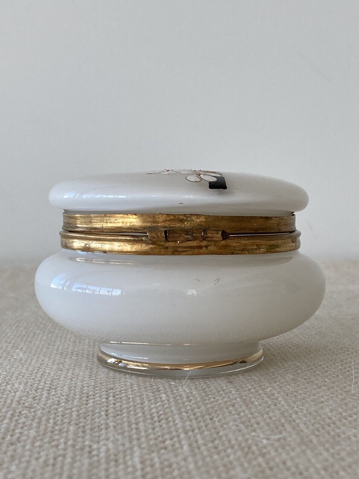 Art Deco Moser Bohemian Opaline Glass Dresser Box or Jar