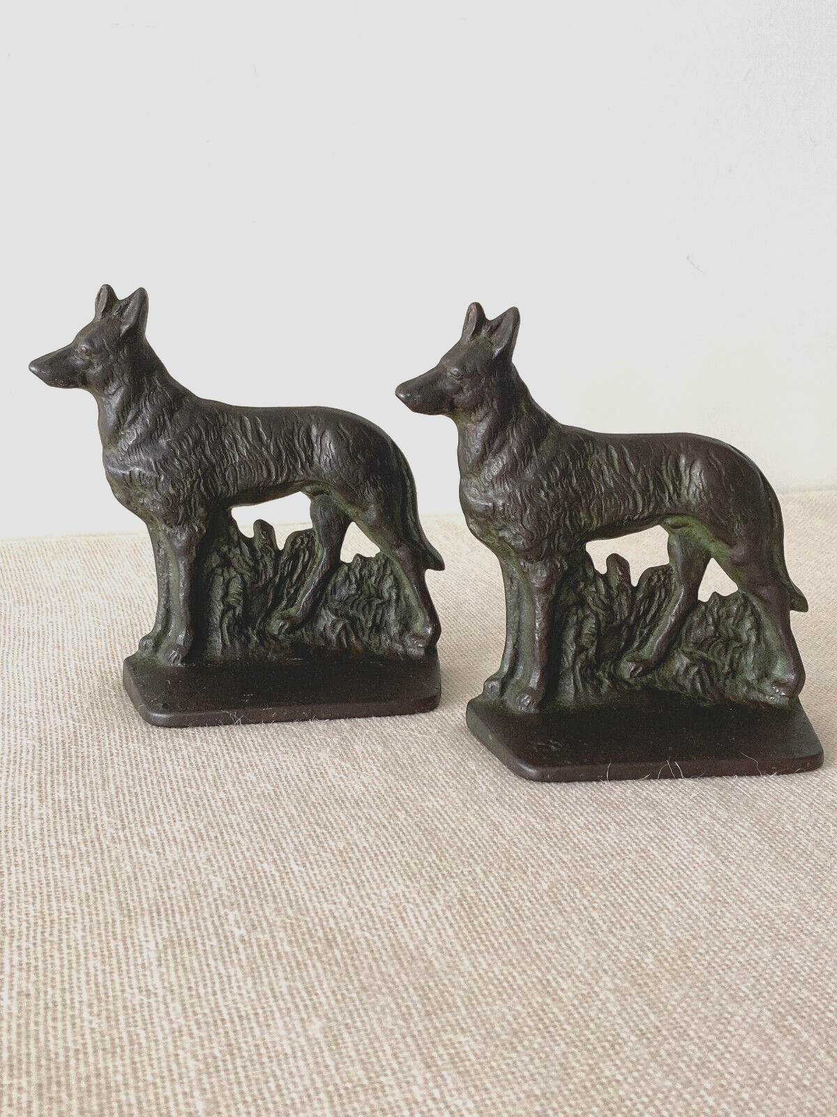 Art Deco Shepard Dog Bronze Bookends