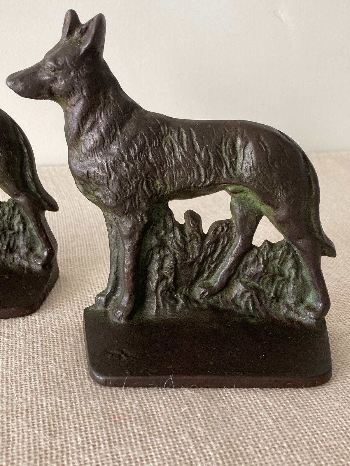 Art Deco Shepard Dog Bronze Bookends