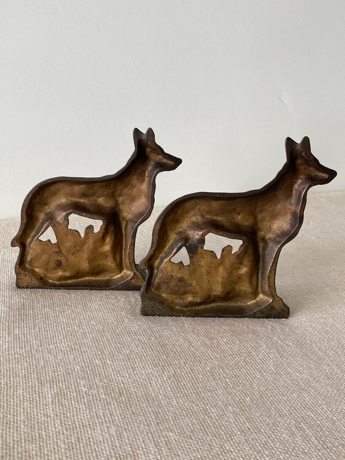 Art Deco Shepard Dog Bronze Bookends