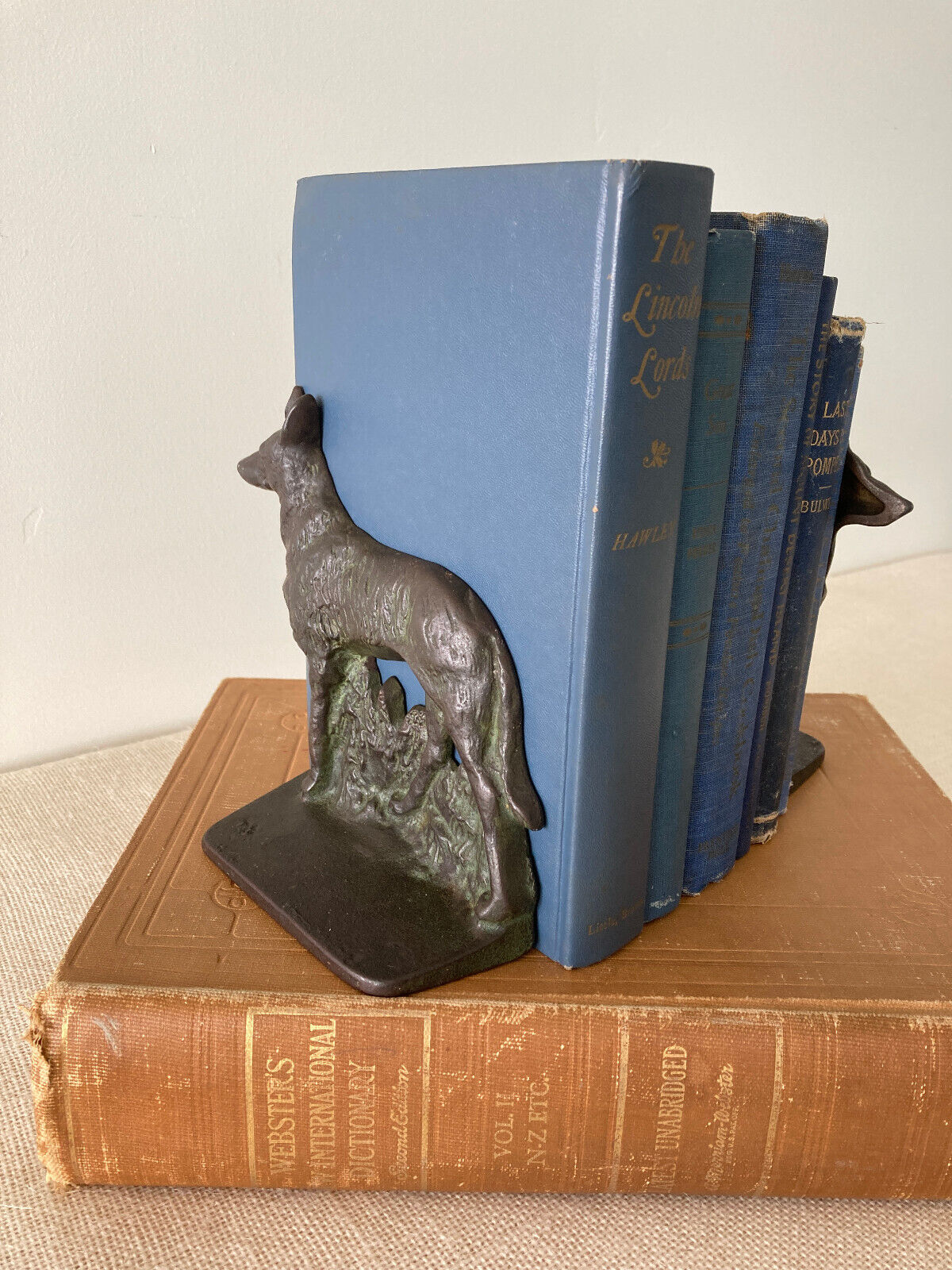 Art Deco Shepard Dog Bronze Bookends