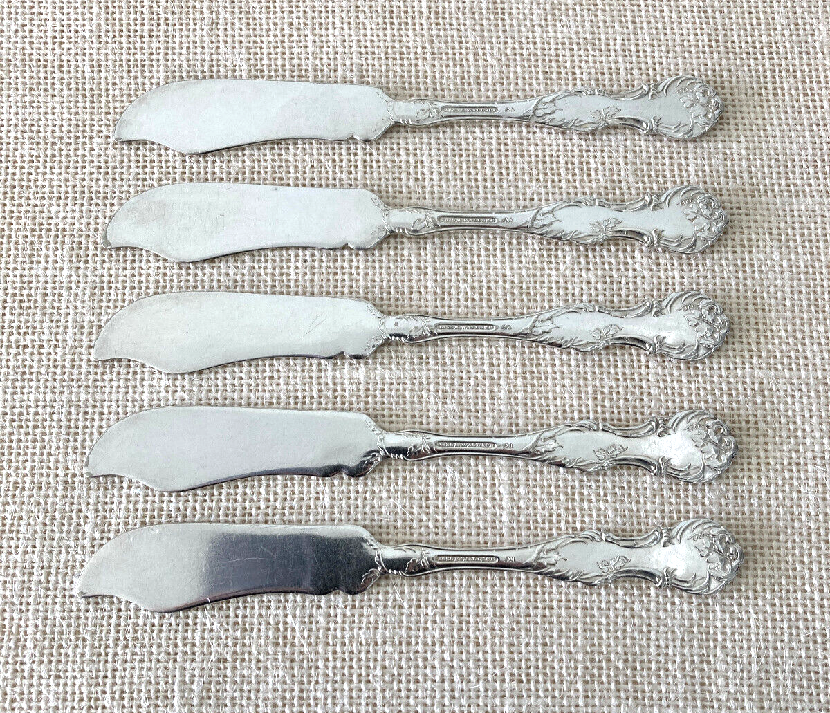 Art Nouveau Floral Butter Knife 1835 R Wallace Monogram M Silver Plate