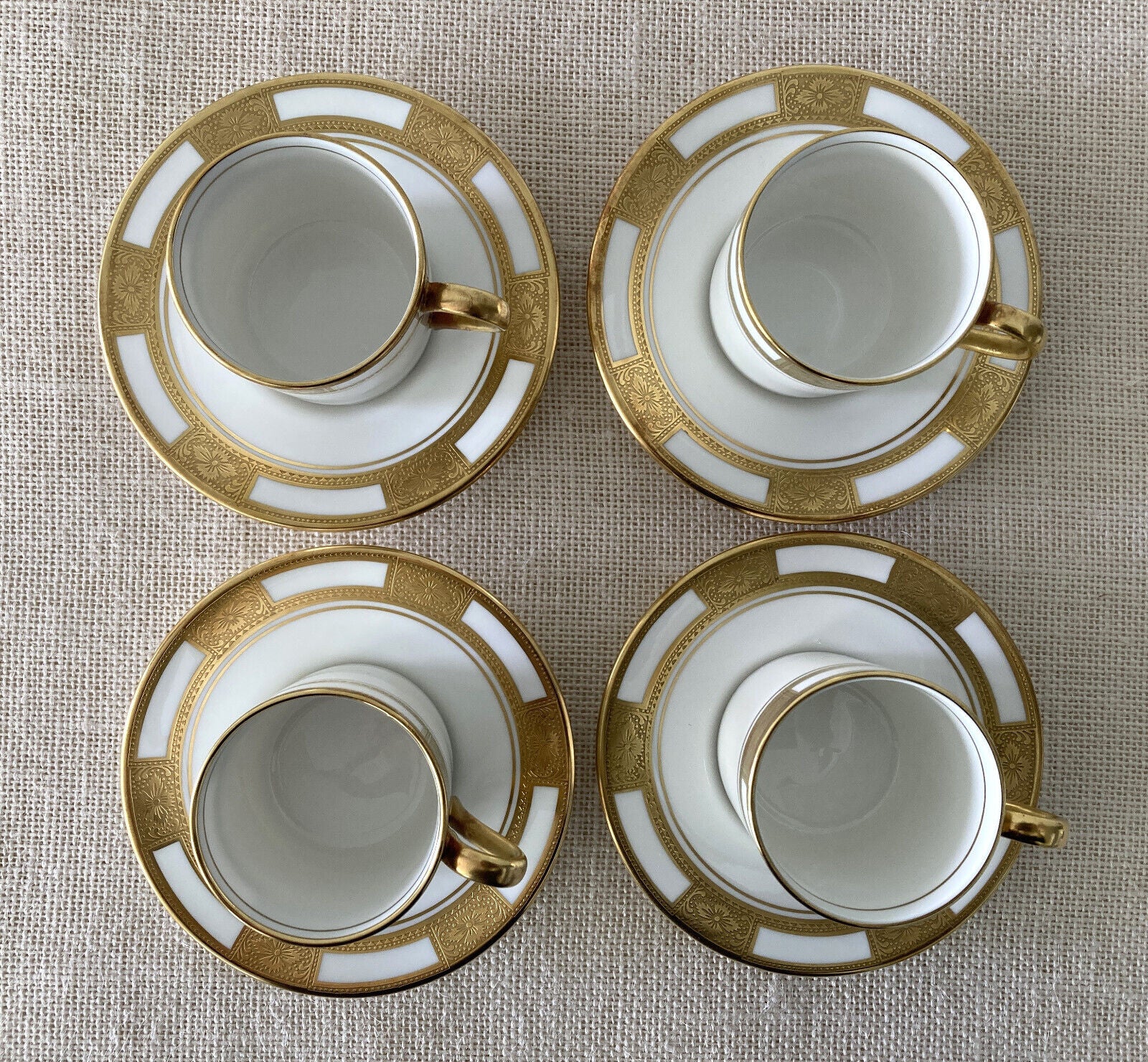 Ainsley England Gold Embossed Empress Demitasse Cup & Saucer Set – Quondam  Redux